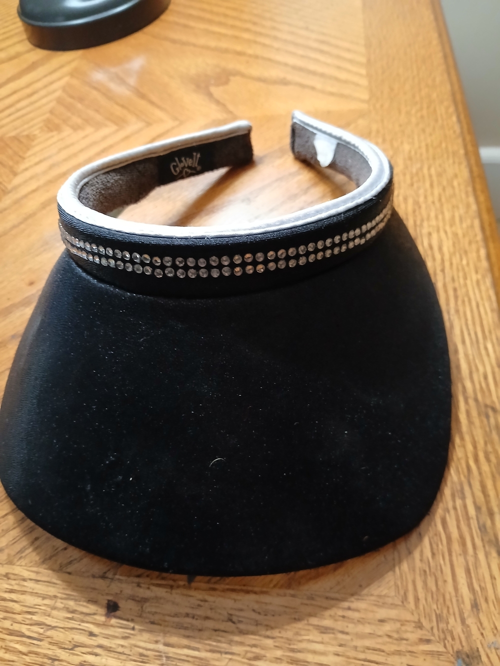 Crystal Trim Black Velvet Visor